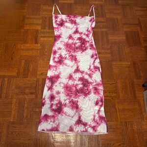 Pink and White Mesh Beach Cover Up Dress PLT Size US 8